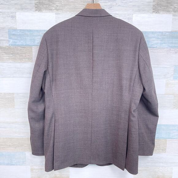 Jos A Bank Travelers Wool Tailored Fit Sport Coat Brown Plaid Mens 44L 44 Long - Picture 5 of 8